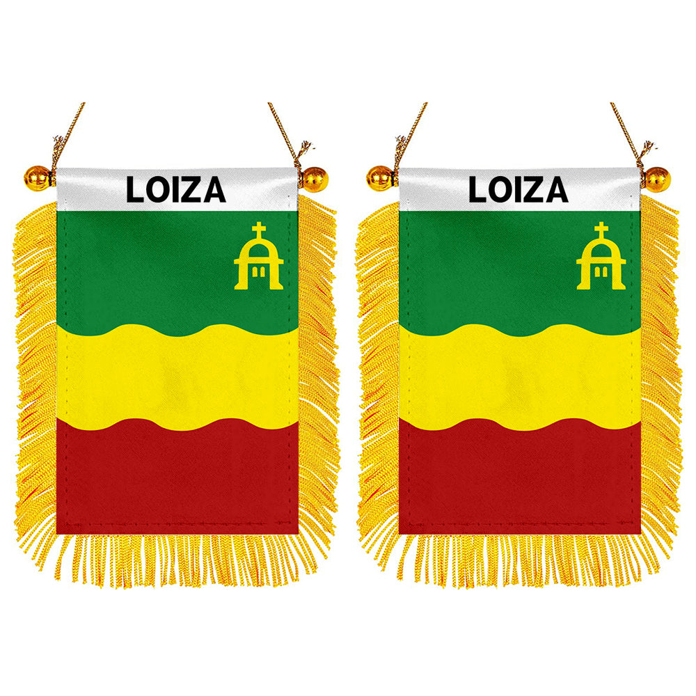 Loíza, Puerto Rico Flag Mini Car Rearview Mirror Flag Banner - 2PC