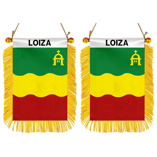Loíza, Puerto Rico Flag Mini Car Rearview Mirror Flag Banner - 2PC