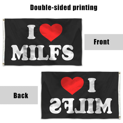 Fyon MILF Flag I Heart MILF B Dad Beer Indoor and outdoor banner