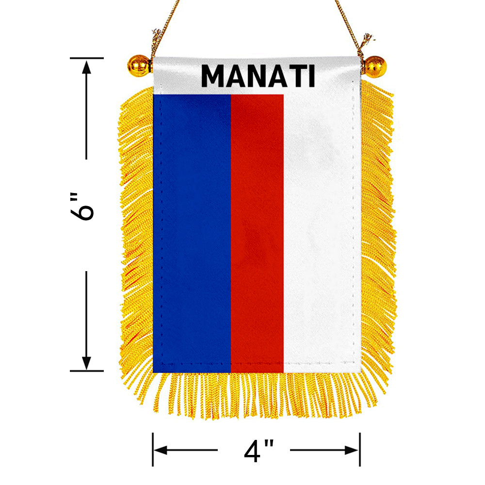 Manatí, Puerto Rico Flag Mini Car Rearview Mirror Flag Banner - 2PC