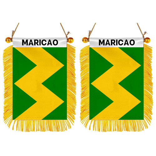 Maricao, Puerto Rico Flag  Mini Car Rearview Mirror Flag Banner - 2PC