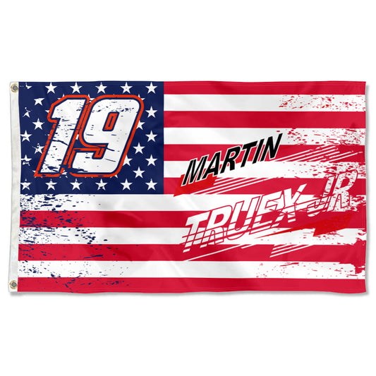 Fyon Martin Truex Jr #19 Stars and Stripes Flag Banner