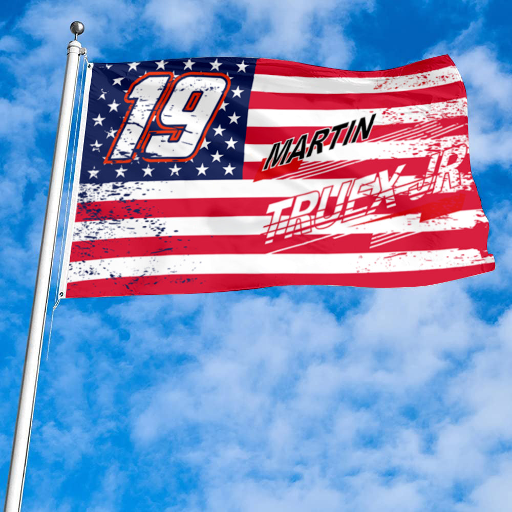 Fyon Martin Truex Jr #19 Stars and Stripes Flag Banner