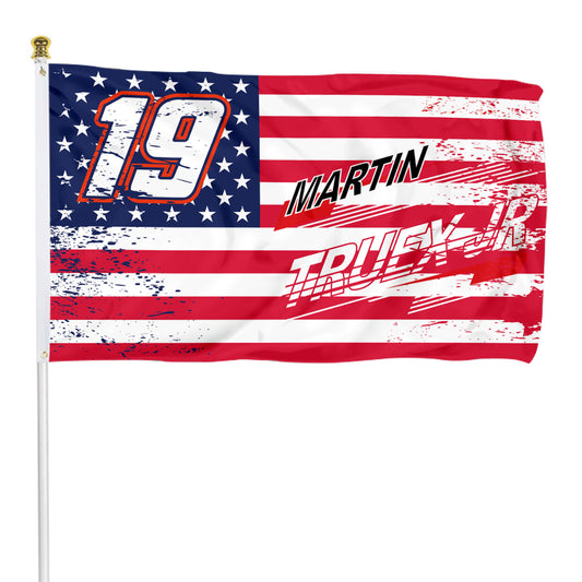 Fyon Martin Truex Jr #19 Stars and Stripes Flag Banner