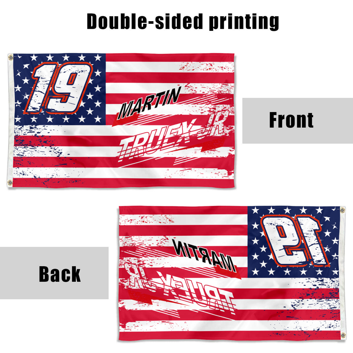 Fyon Martin Truex Jr #19 Stars and Stripes Flag Banner
