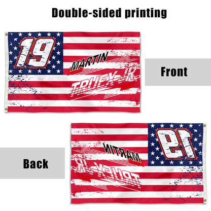 Fyon Martin Truex Jr #19 Stars and Stripes Flag Banner