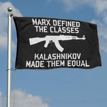 Fyon Marx Defined The Classes, Kalashnikov Made Them Equal AK47  Flag Indoor and Outdoor Banner