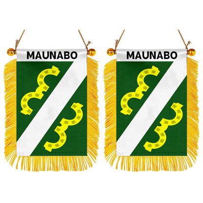 Maunabo, Puerto Rico Flag  Mini Car Rearview Mirror Flag Banner - 2PC
