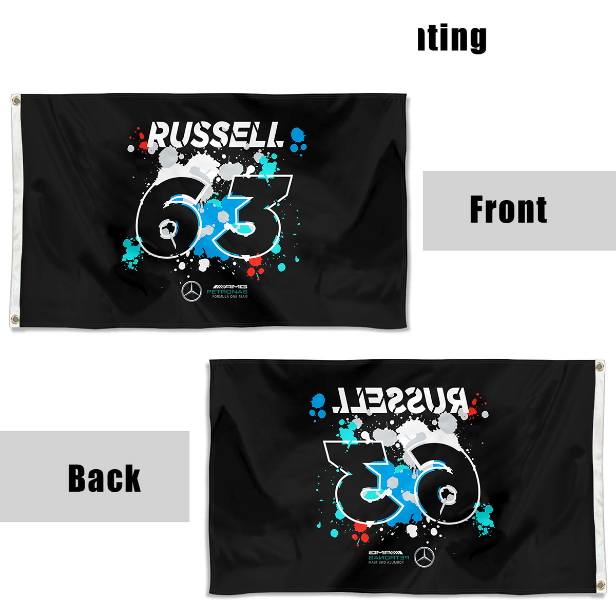 Fyon Mercedes AMG Petronas F1, 2022, George Russell #63  Flag Banner