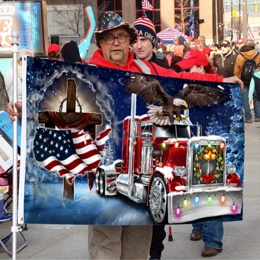 Fyon Merry Trucking Christmas Jingle All The Way Flag 41344   Indoor and outdoor banner