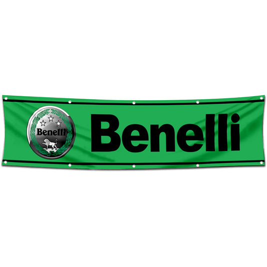 Fyon Motorcycles Garage Shop Decor Banner Works for Benelli Flag Green 2x8 Feet