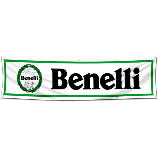 Fyon Motorcycles Garage Shop Decor Banner Works for Benelli Flag White 2x8 Feet
