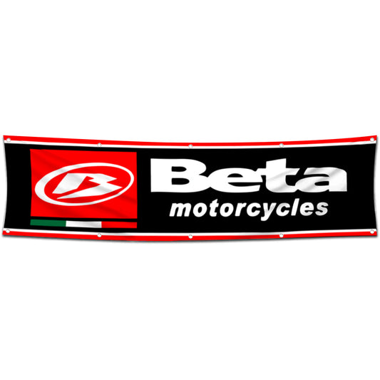Fyon Motorcycles Garage Shop Decor Banner Works for Beta Flag Black 2x8 Feet