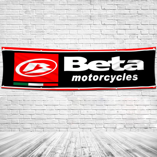 Fyon Motorcycles Garage Shop Decor Banner Works for Beta Flag Black 2x8 Feet