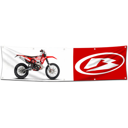 Fyon Motorcycles Garage Shop Decor Banner Works for Beta Flag White 2x8 Feet