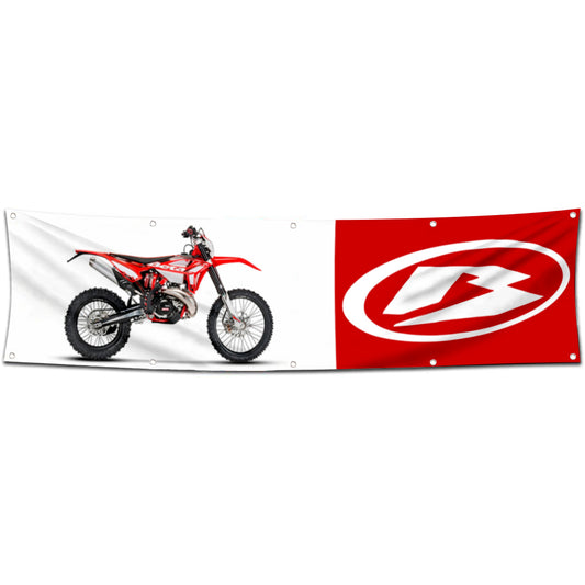 Fyon Motorcycles Garage Shop Decor Banner Works for Beta Flag White 2x8 Feet