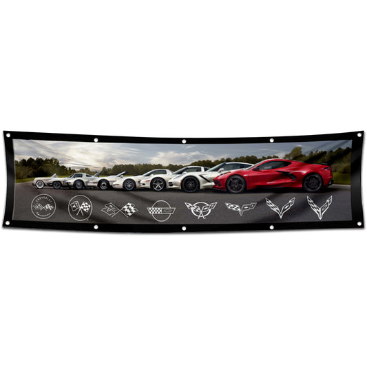 Fyon Motorcycles Garage Shop Decor Banner Works for Corvette Evolution Flag 2x8 Feet