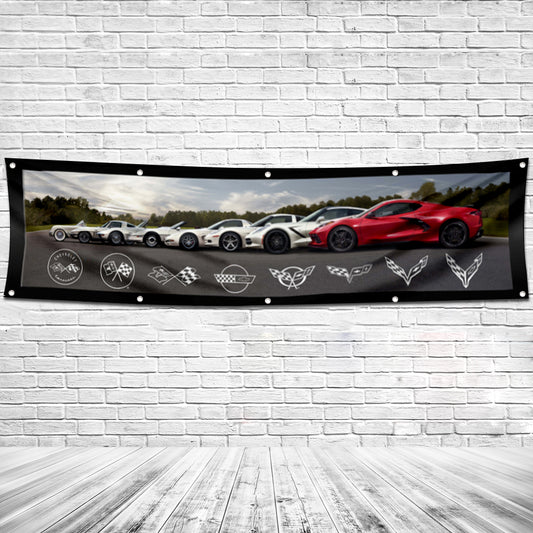 Fyon Motorcycles Garage Shop Decor Banner Works for Corvette Evolution Flag 2x8 Feet