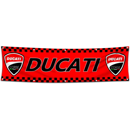 Fyon Motorcycles Garage Shop Decor Banner Works for Ducati Flag Red 2x8 Feet
