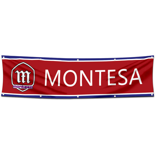 Fyon Motorcycles Garage Shop Decor Banner Works for Montesa Flag Red 2x8 Feet