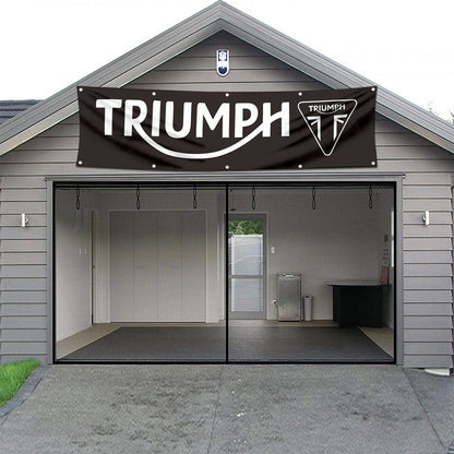 Fyon Motorcycles Garage Shop Decor Banner Works for Triumph Flag Black 2x8 Feet