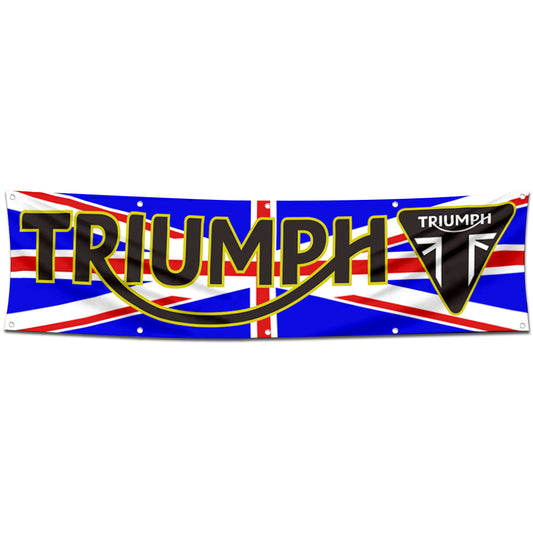 Fyon Motorcycles Garage Shop Decor Banner Works for Triumph Flag Blue 2x8 Feet