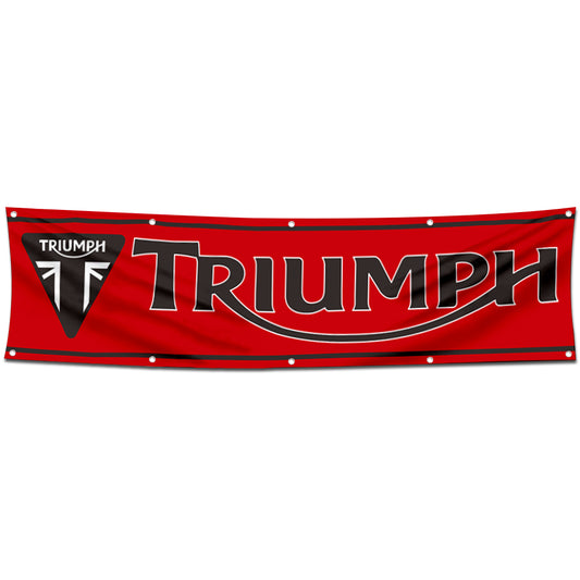 Fyon Motorcycles Garage Shop Decor Banner Works for Triumph Flag Red 2x8 Feet