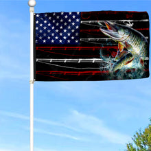 Fyon Musky Fishing American Flag 41555 Indoor and outdoor banner