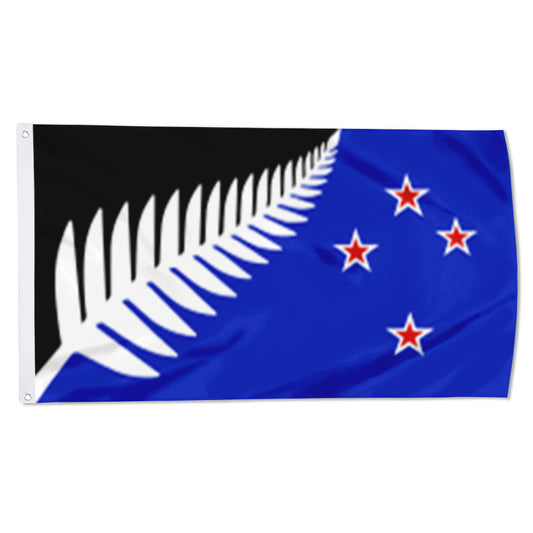 Fyon NZ flag design Silver Fern (Black, White & Blue)  Flag Indoor and outdoor banner