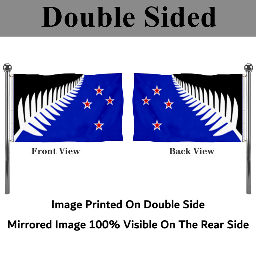 Fyon NZ flag design Silver Fern (Black, White & Blue)  Flag Indoor and outdoor banner