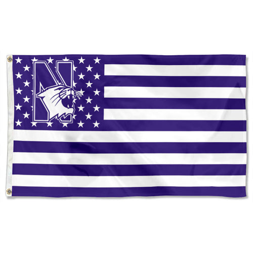 Fyon Northwestern Wildcats Stars and Stripes Flag Banner