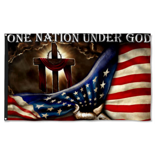 Fyon One Nation Under God. Christian Cross American Flag  41132 Indoor and outdoor banner
