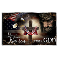 Fyon One Nation Under God. Christian Cross American Flag  41302 Indoor and outdoor banner