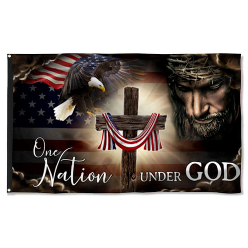 Fyon One Nation Under God. Christian Cross American Flag  41302 Indoor and outdoor banner