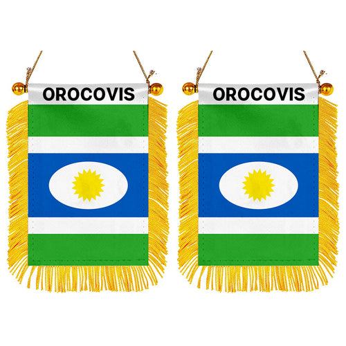 Orocovis, Puerto Rico Flag  Mini Car Rearview Mirror Flag Banner - 2PC