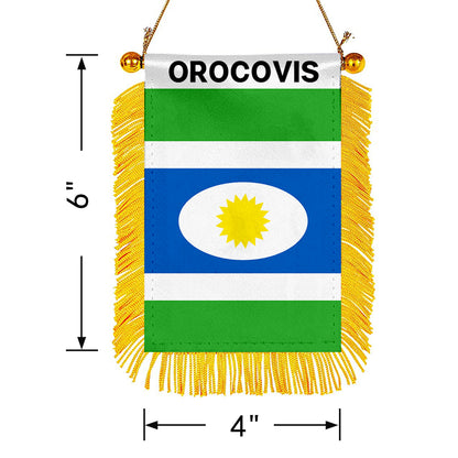 Orocovis, Puerto Rico Flag  Mini Car Rearview Mirror Flag Banner - 2PC