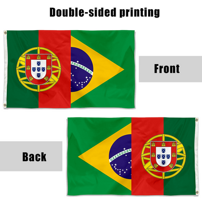 Fyon Overlapped Portugal and Brazil Flag Indoor and outdoor banner 33012