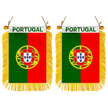 Portugal Mini Car Rearview Mirror Flag Banner - 2PC