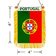 Portugal Mini Car Rearview Mirror Flag Banner - 2PC