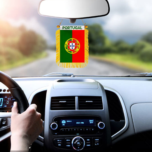 Portugal Mini Car Rearview Mirror Flag Banner - 2PC
