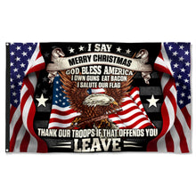 Fyon Patriotic I Say Merry Christmas God Bless America Flag  41345 Indoor and outdoor banner