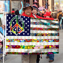 Fyon Peace Sign Hippie American Flag 41578 Indoor and Outdoor Banner