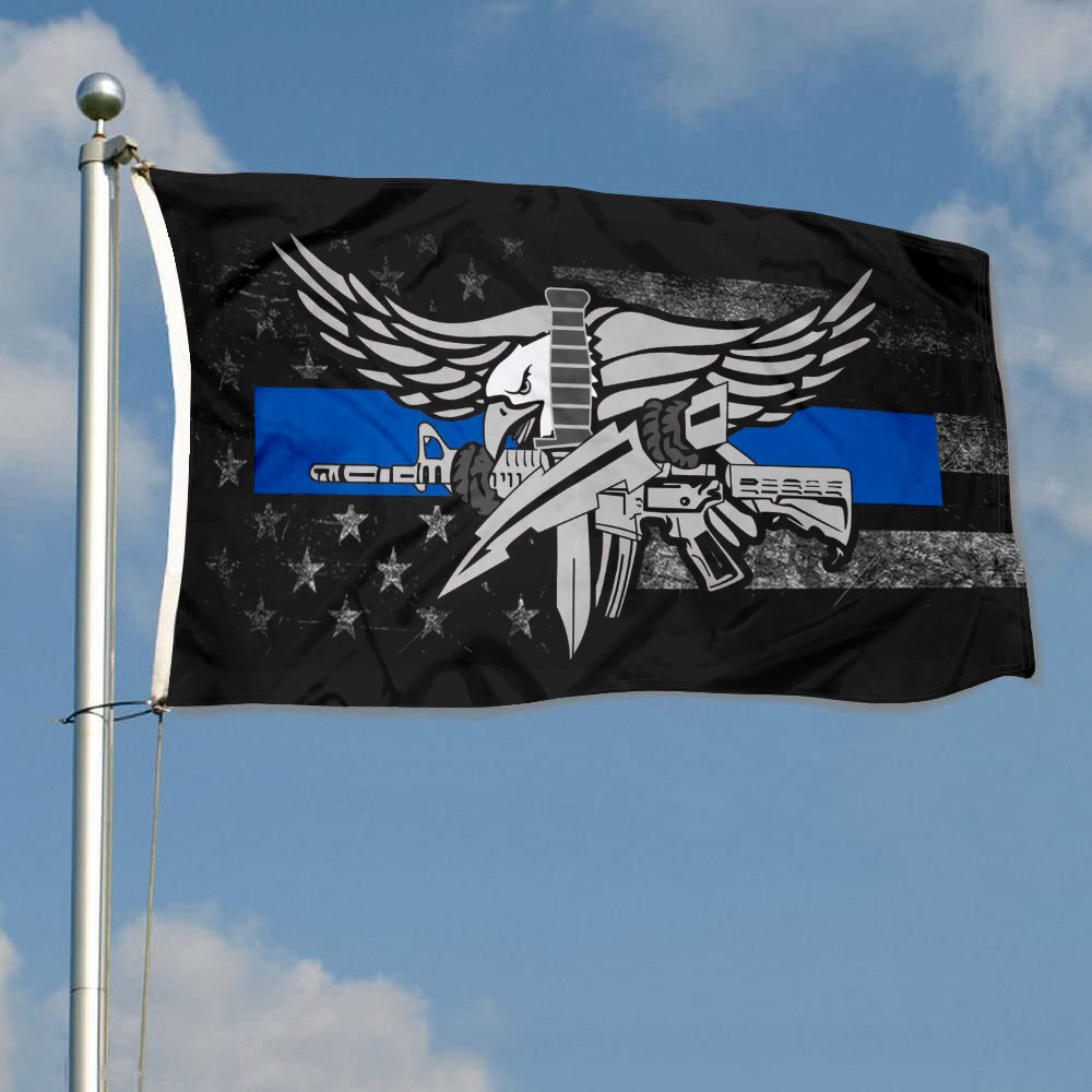 Fyon Police Swat Thin Blue Line Decal Flag Indoor and outdoor banner 2240808