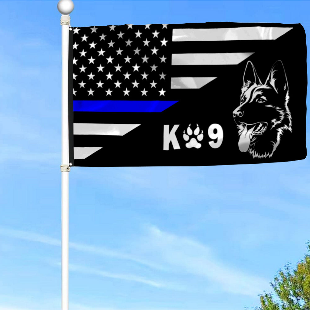 Fyon Police Thin Blue Line Police Dog K9 German Shepherd Flag 41425 Indoor and outdoor banner
