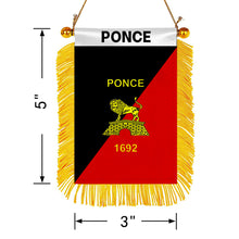 Ponce, Puerto Rico Flag Mini Car Rearview Mirror Flag Banner - 2PC