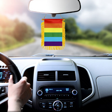 Rainbow Pride Mini Car Rearview Mirror Flag Banner - 2PC