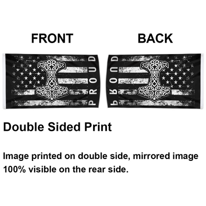 Fyon Proud American Flag with Thor's Hammer Viking Norse Flag Indoor and outdoor banner 2240810
