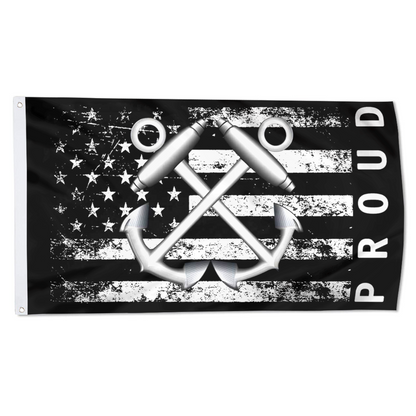 Fyon Proud American Flag with US Navy Boatswain's Mate Flag Indoor and outdoor banner 2240811
