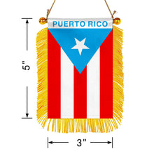 Puerto Rico Mini Car Rearview Mirror Flag Banner - light blue -2PC