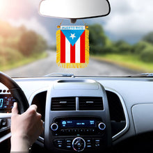 Puerto Rico Mini Car Rearview Mirror Flag Banner - light blue -2PC